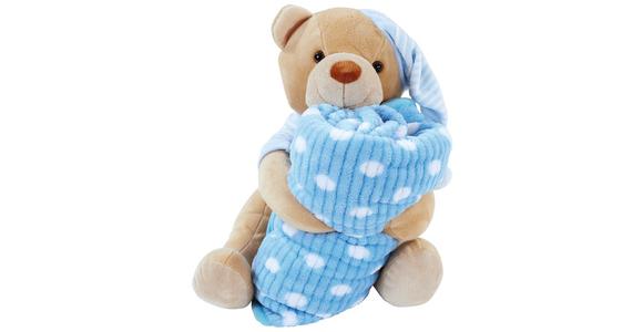 Kuscheldecke mit Teddy Bella Blau 120x80 cm - Blau, KONVENTIONELL, Textil - Ondega