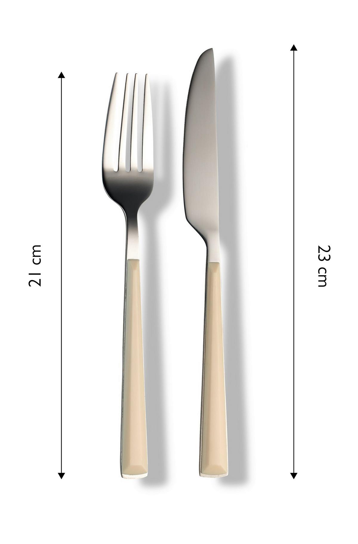 Besteckset 16-teilig Für 4 Personen - Silberfarben/Creme, Basics, Metall - Echtwerk