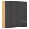 Drehtürenschrank Nabila Grau Eiche Artisan Deko - Eiche Artisan/Grau, MODERN, Holzwerkstoff (187/194/53cm) - Rauch Möbel