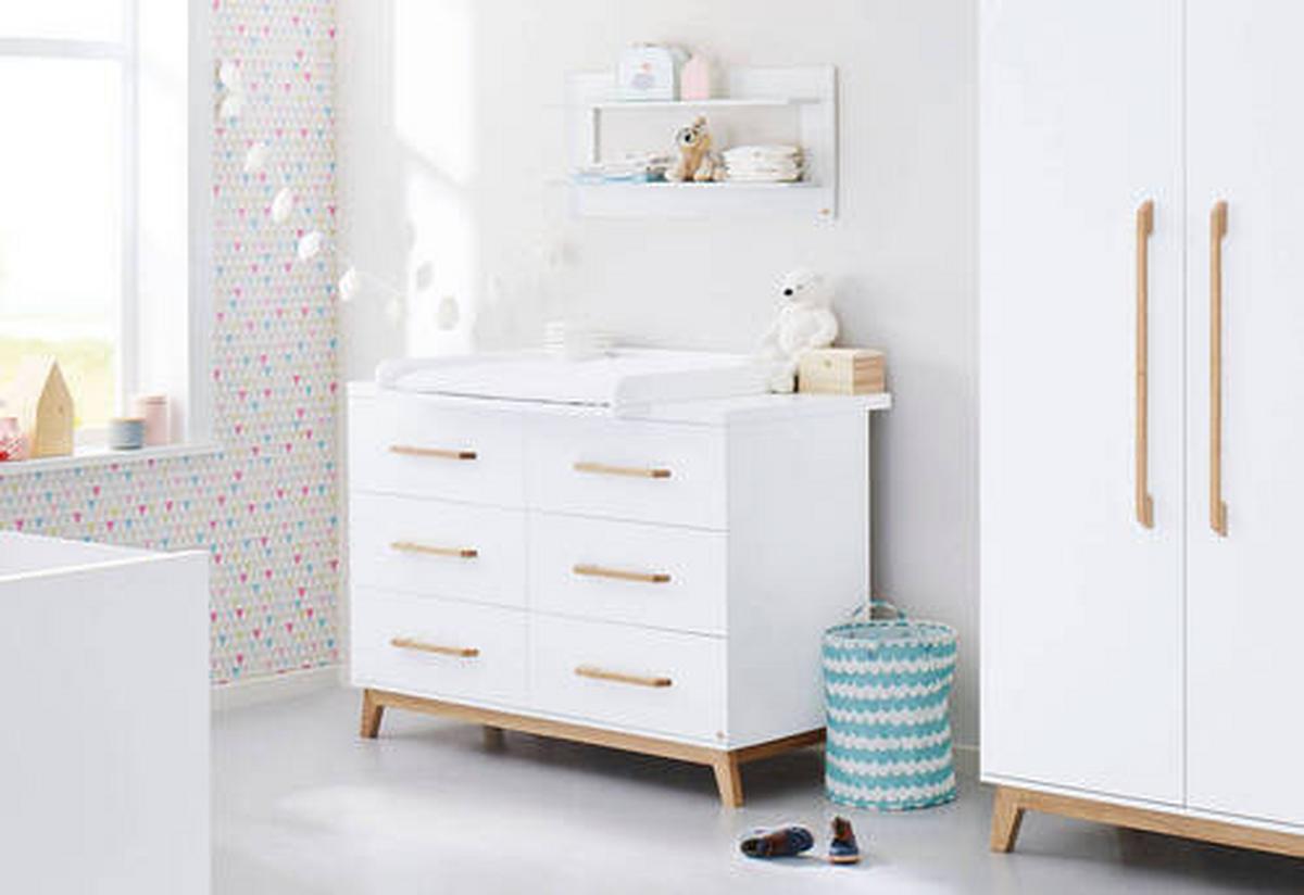 Babyzimmer 103415xg Riva - Eschefarben/Weiß, Design, Holzwerkstoff - Pinolino