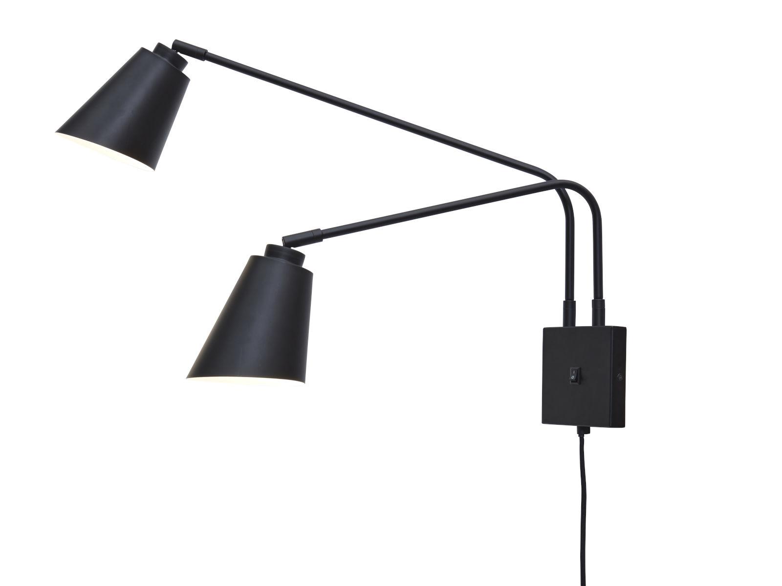 Wandleuchte Bremen 2-Flammig mit Schalter - Schwarz, Basics, Metall (12/12/2,5cm) - It's about Romi