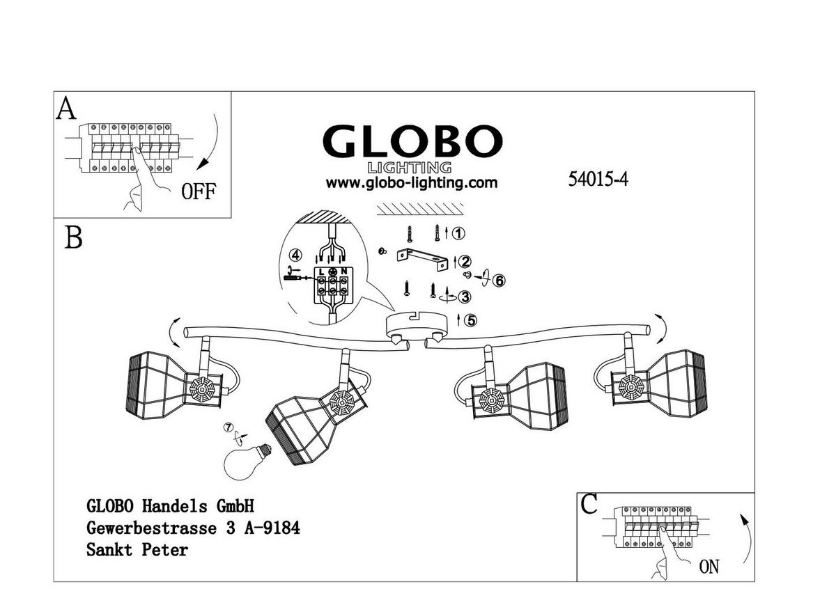 Strahler Bana 4-flammig L: 72 Cm - Weiß, Basics, Metall (72/32/20cm) - Globo