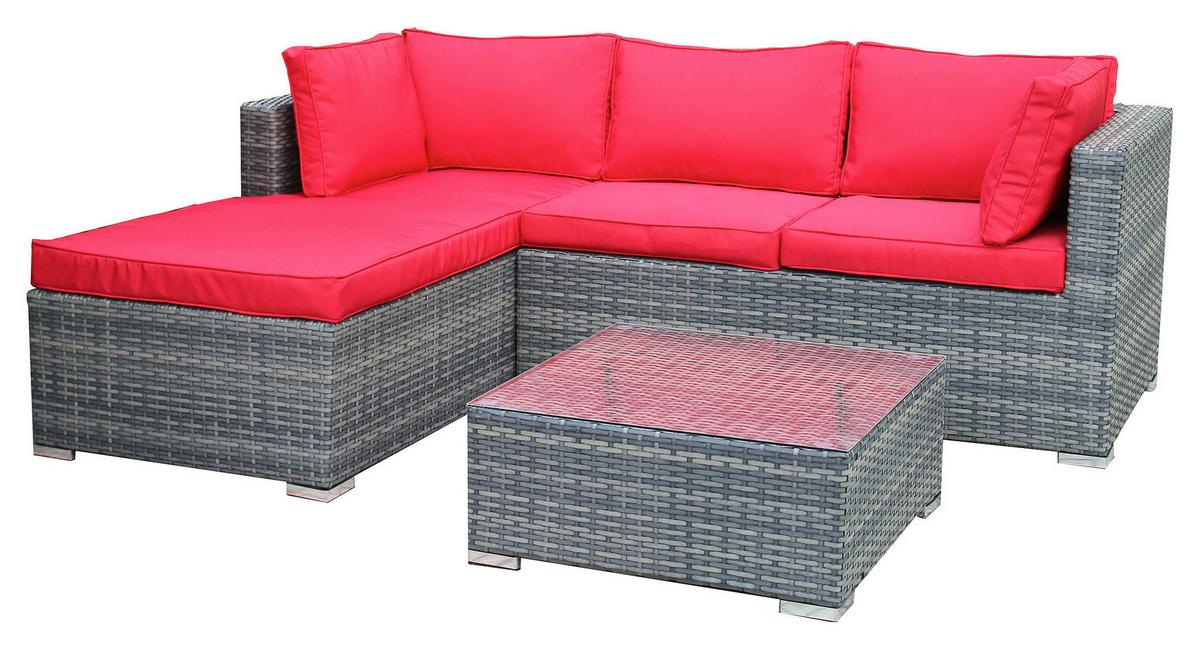 Lounge Garnitúra Leona - barna/piros, Modern, műanyag/üveg (146/199cm) - Luca Bessoni