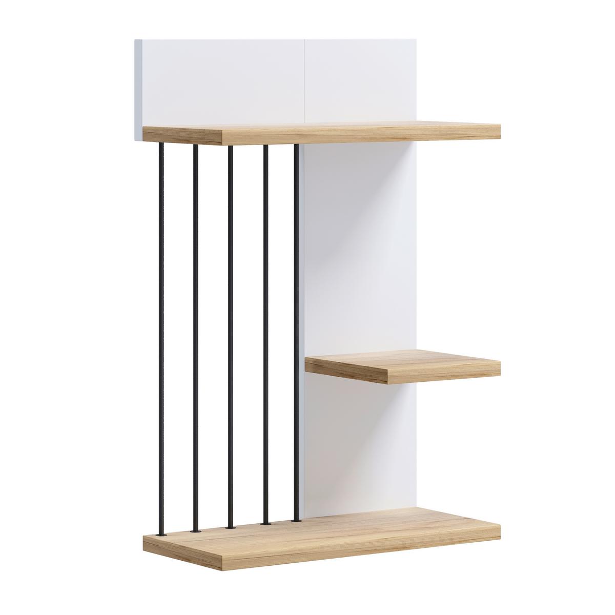 Wandboard Dolira Weiß/Eichefarben B: 40 cm - Eichefarben/Weiß, Design, Holzwerkstoff (40/60/19cm) - Livetastic