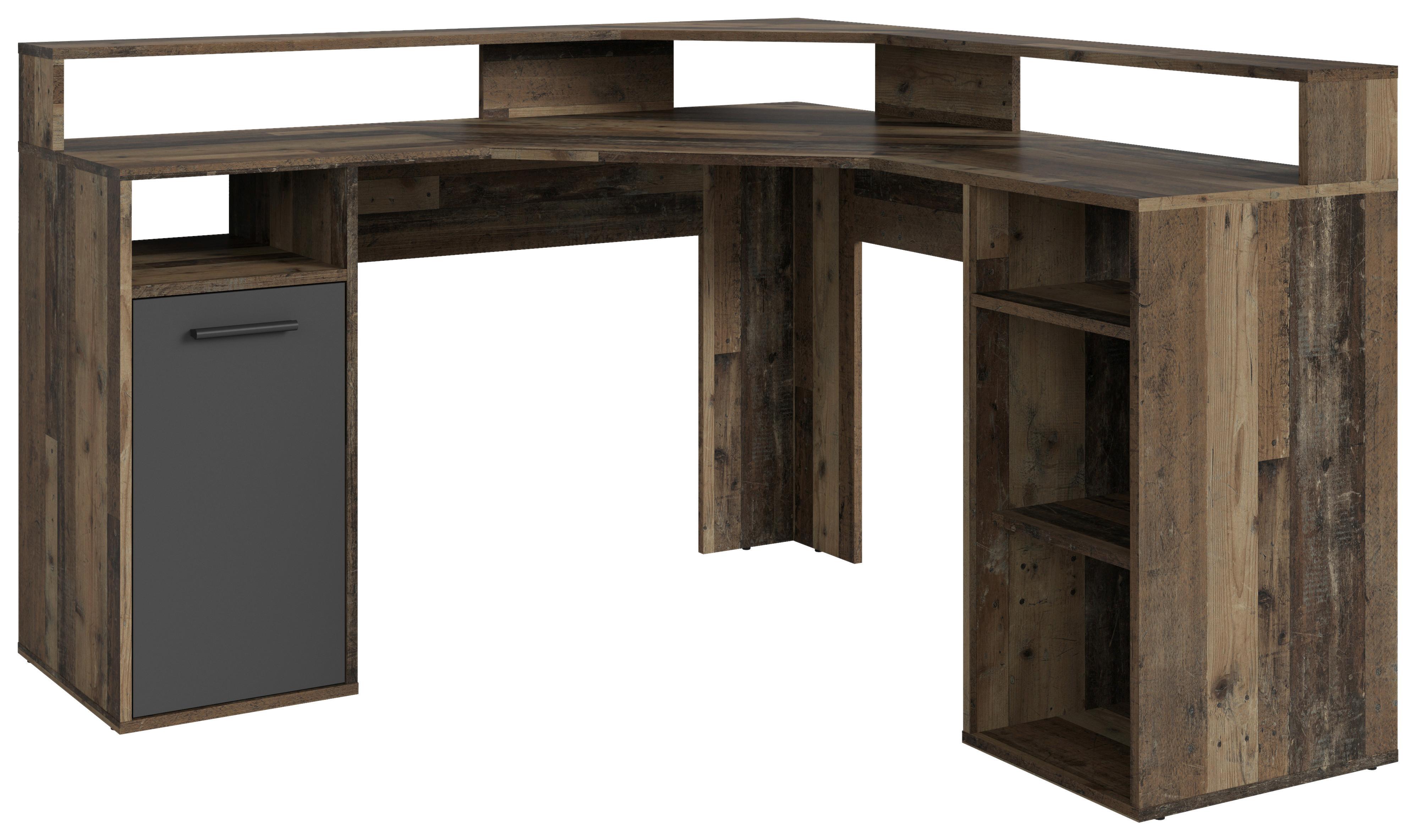 Eckschreibtisch mit Stauraum B: 139 cm H: 90 cm Fox - Alteiche/Anthrazit, KONVENTIONELL, Holzwerkstoff (139/139/90cm) - MID.YOU