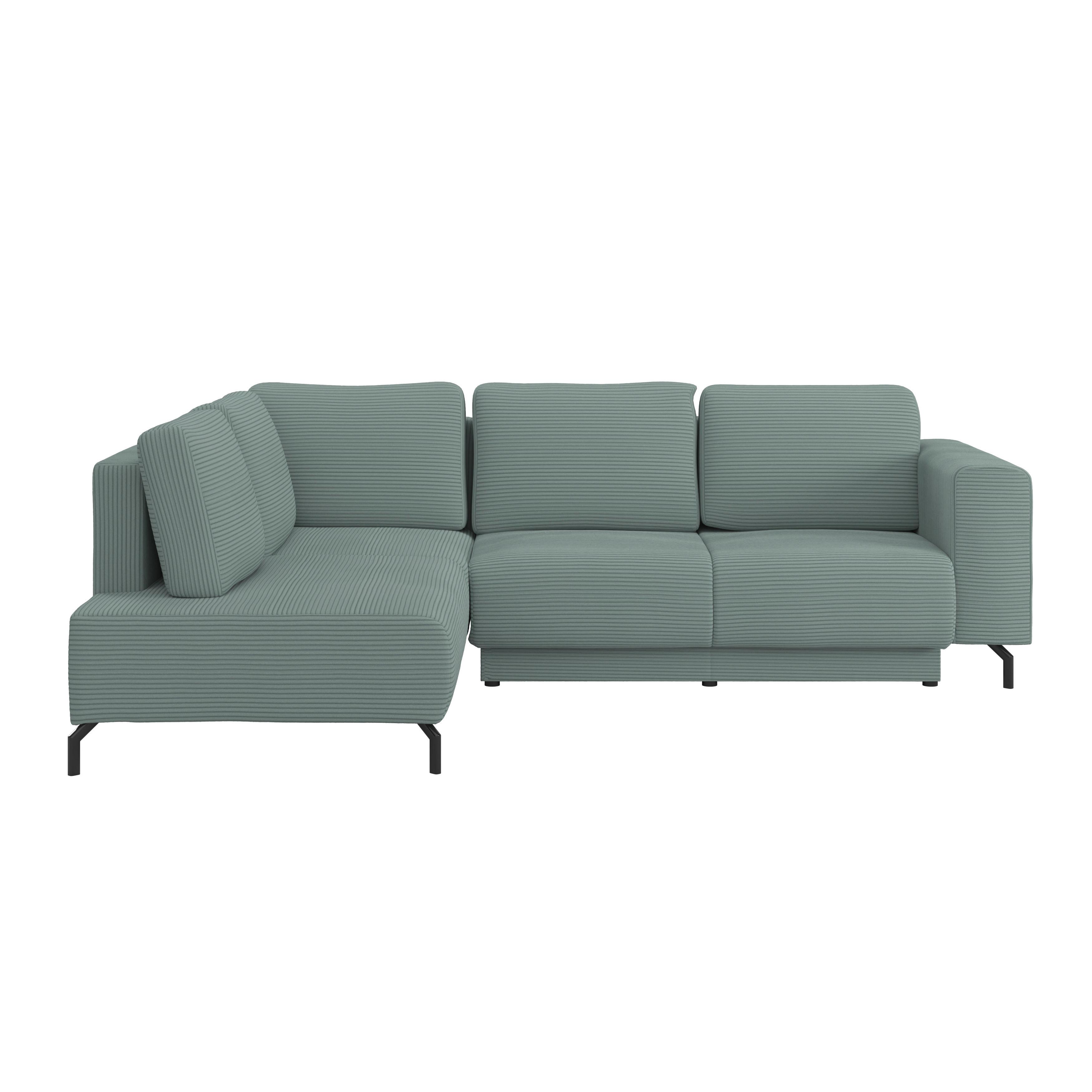 Ecksofa mit Schlaffunktion und Bettkasten Veni, Mintgrün - Schwarz/Graugrün, MODERN, Textil (210/272cm) - Ondega