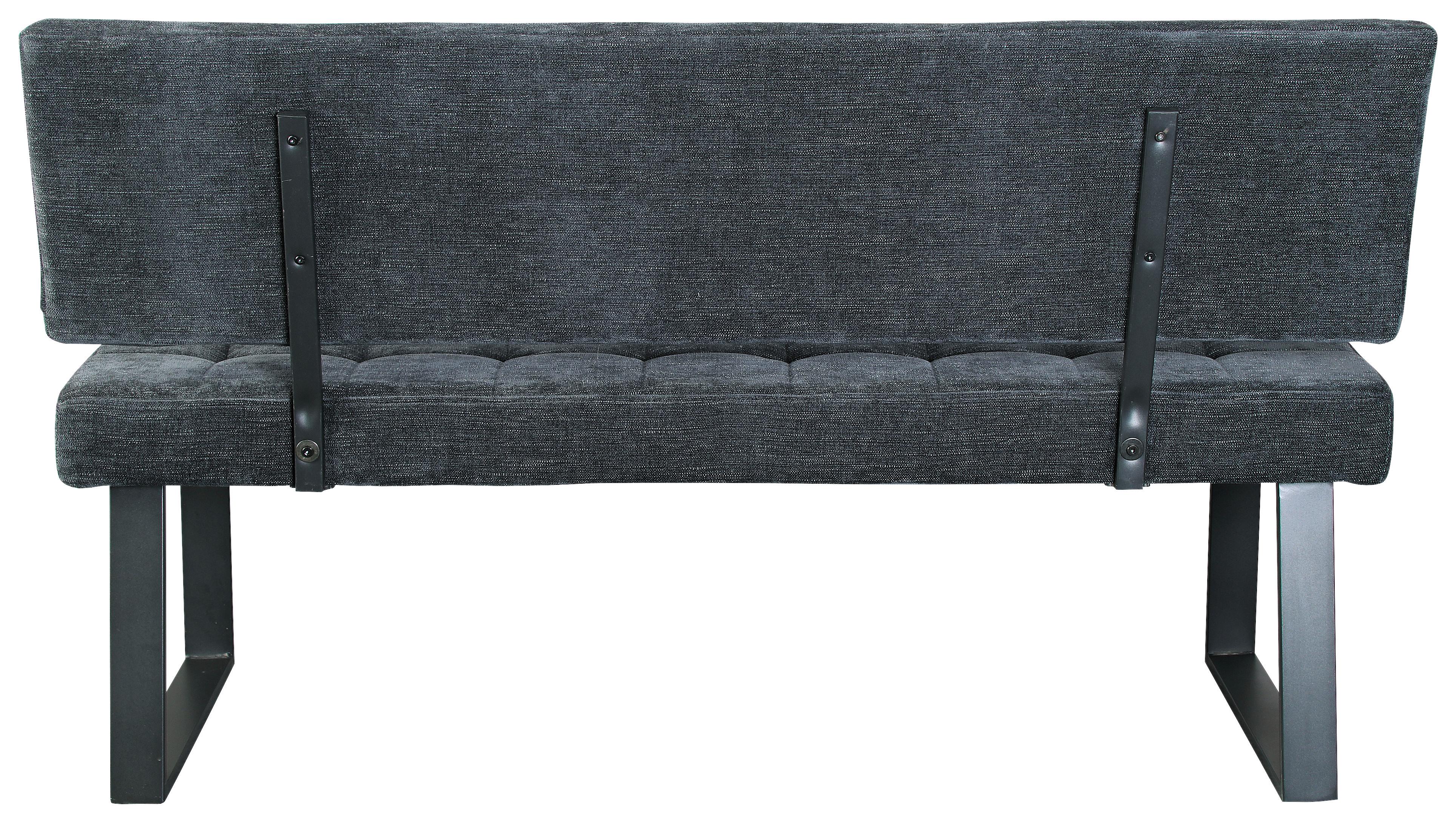Sitzbank Mit Lehne Dunkelgrau Volda 140x85 Cm - Dunkelgrau/Schwarz, MODERN, Textil/Metall (140/85/56cm) - MID.YOU