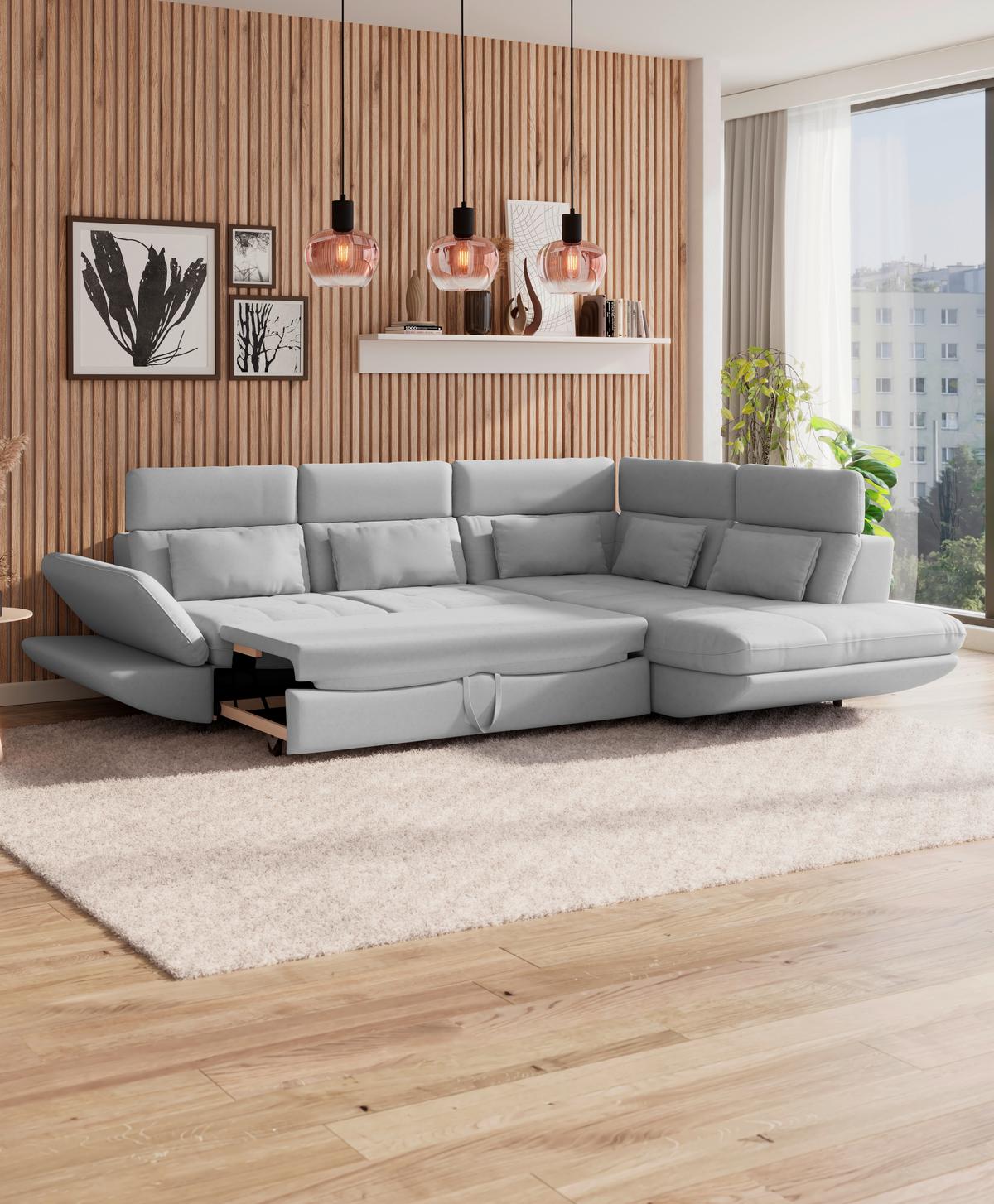 Wohnlandschaft Park - Hellgrau/Schwarz, MODERN, Textil (311/233cm) - Luca Bessoni