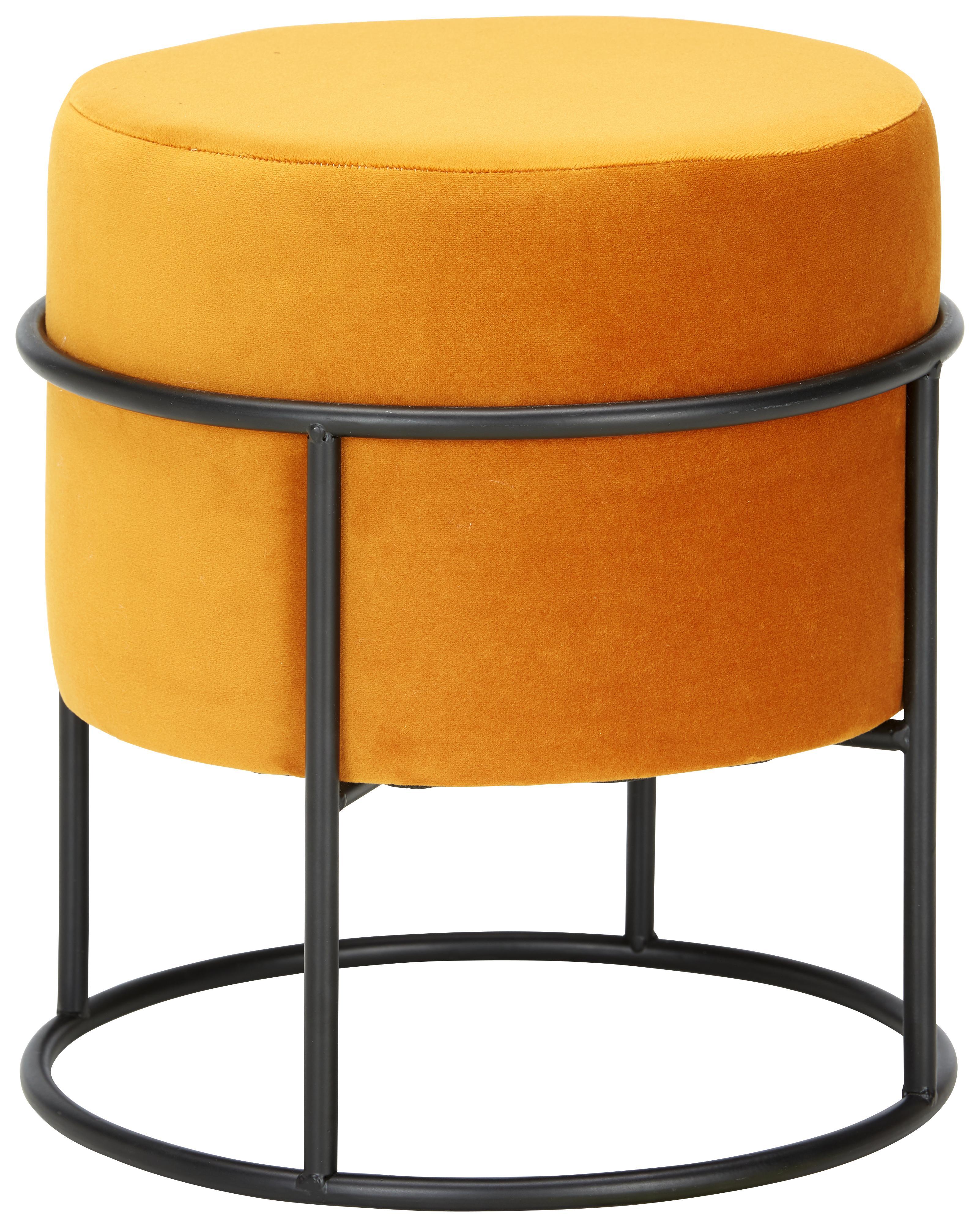 Taburet Julian -trend- - oranžová/čierna, Moderný, kov/textil (35/40cm)