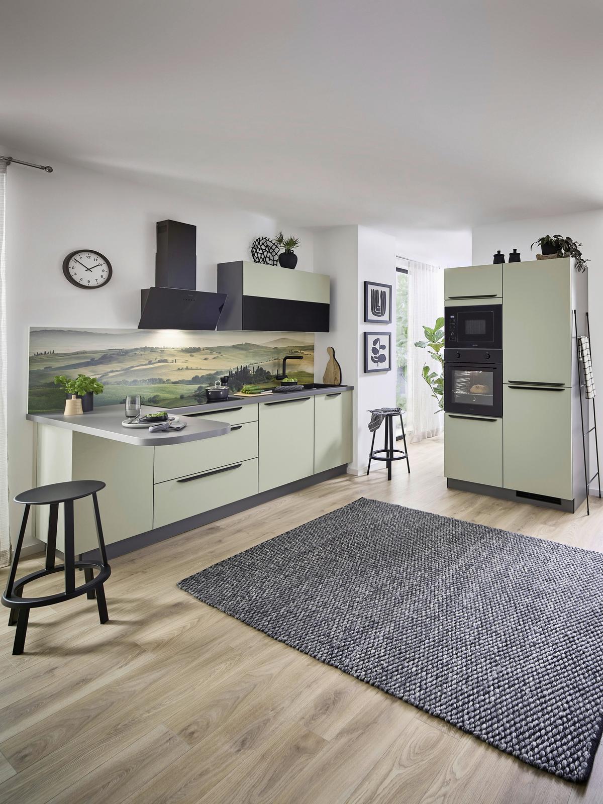 Eckküche Clean - Salbeigrün/Anthrazit, MODERN, Holzwerkstoff (238,8/120cm) - Express-Kuechen