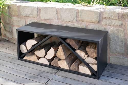 Kaminholzregal Kaminholzregal - Schwarz, Basics, Metall (34,5/40/104cm)
