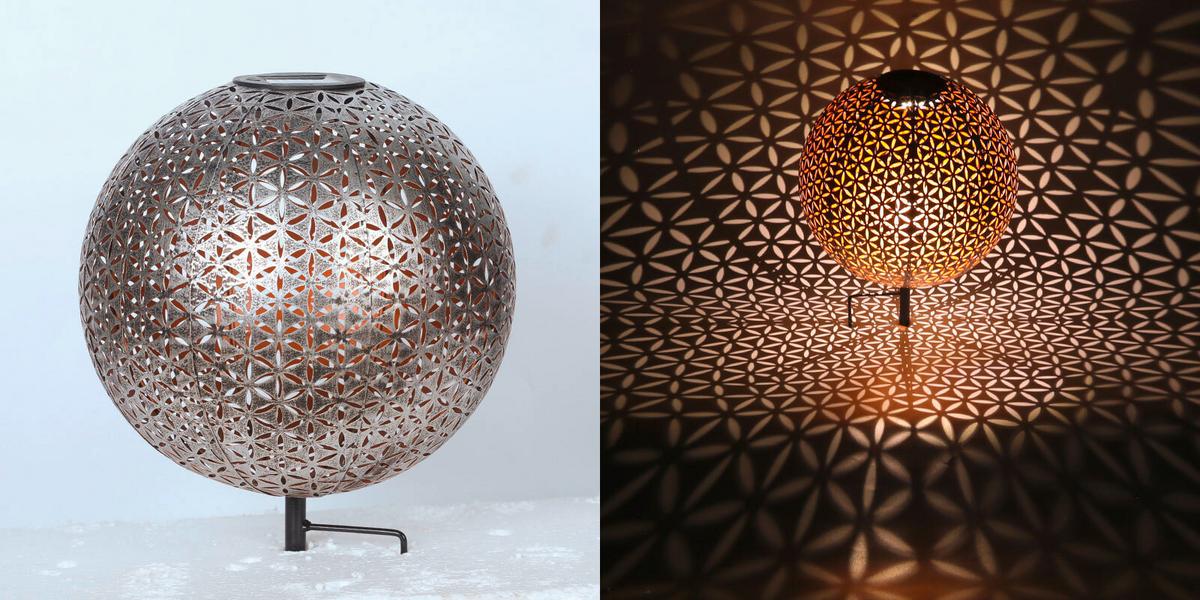 Solarleuchte 33629 - Silberfarben/Goldfarben, KONVENTIONELL, Metall (27/38cm) - Globo