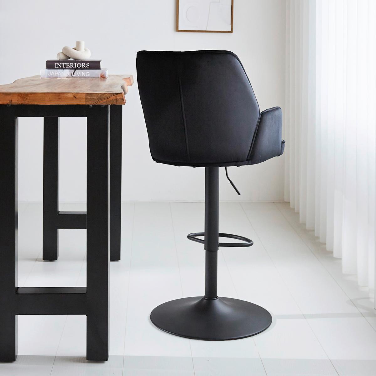 Barhocker-Set Donny Schwarz B: 54 cm - Schwarz, MODERN, Textil/Metall (54/100/58cm) - MID.YOU
