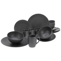 Kombiservice Keramik 4 Personen Geschirr Set Schwarz - Schwarz, Trend, Keramik - Creatable