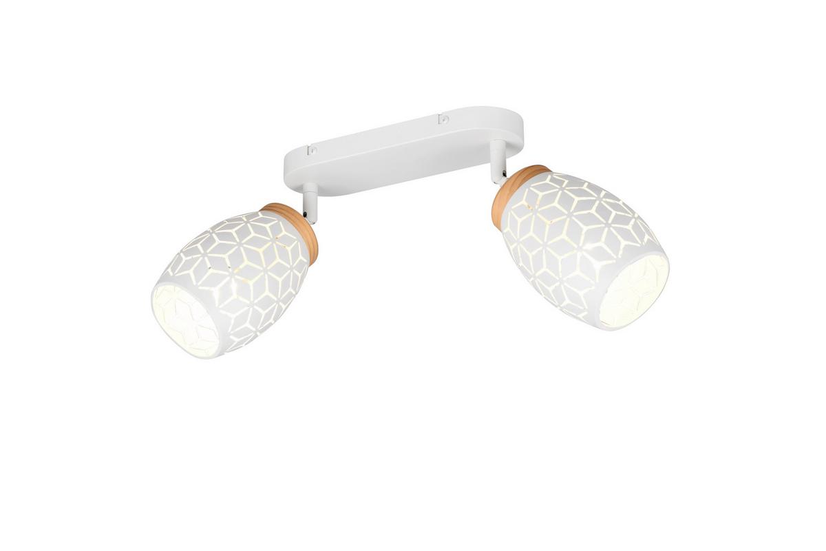 Deckenstrahler Bidar Naturfarben Weiß L: 28cm - Naturfarben/Weiß, Trend, Holz/Metall (28/27/12cm)