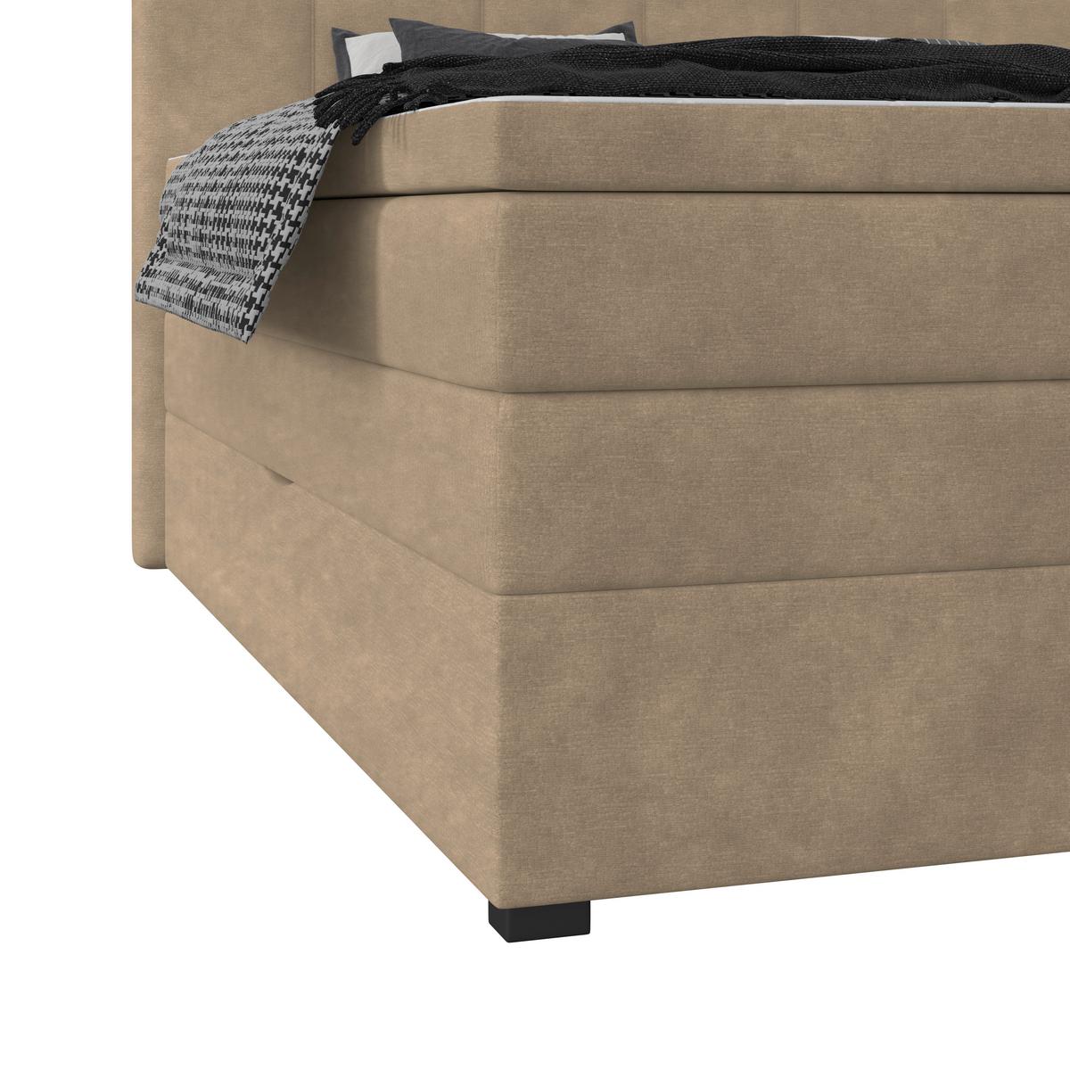 Boxspringbett mit Topper & Bettkasten 100x200 Lauro - Schwarz/Braun, Trend, Textil (100/200cm)