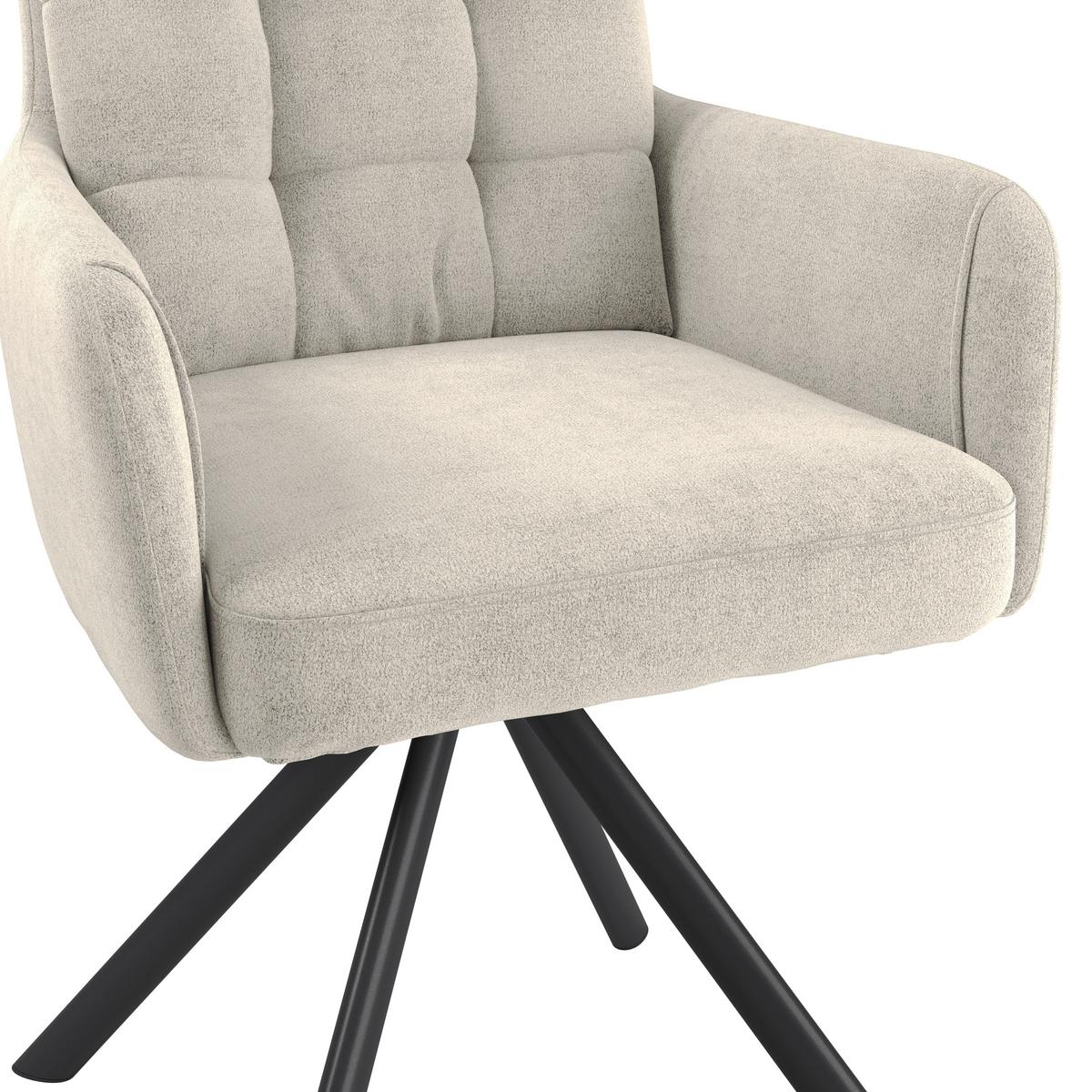 Armlehnstuhl Susan Beige Schwarz/Sitzfläche 360°drehbar - Beige/Schwarz, KONVENTIONELL, Holz/Textil (59/90/66cm)