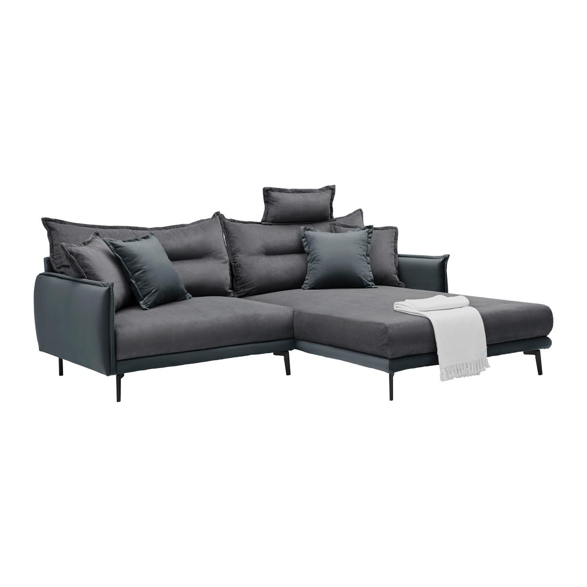 Rohová sedačka NUOVO, oboustranná, tmavě šedá - černá/tmavě šedá, Moderní, kov/textil (245/190cm) - Mömax