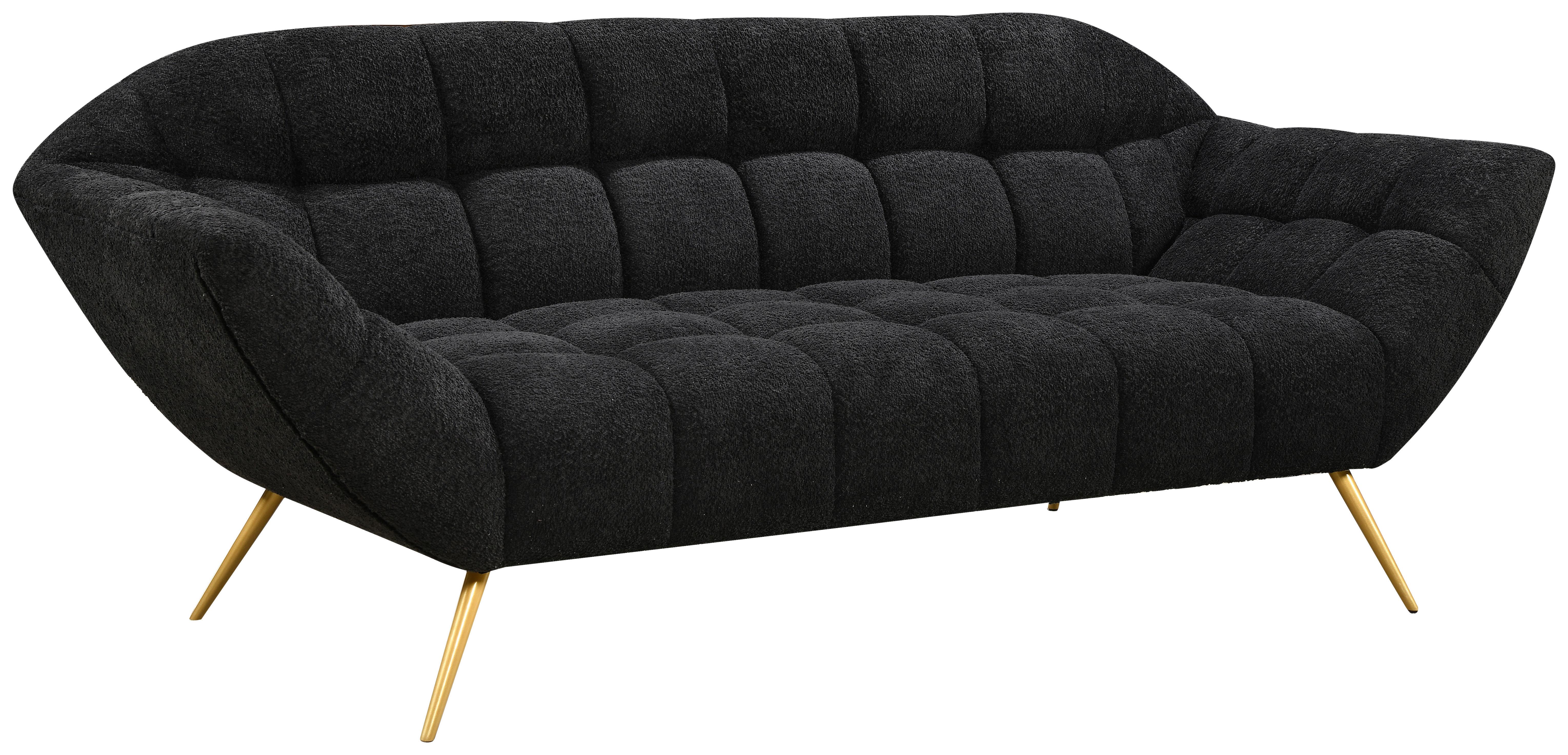Trojmiestna pohovka JANINE, čierna - čierna/zlatá, Design, kov/drevo (220/85/85cm) - Livetastic