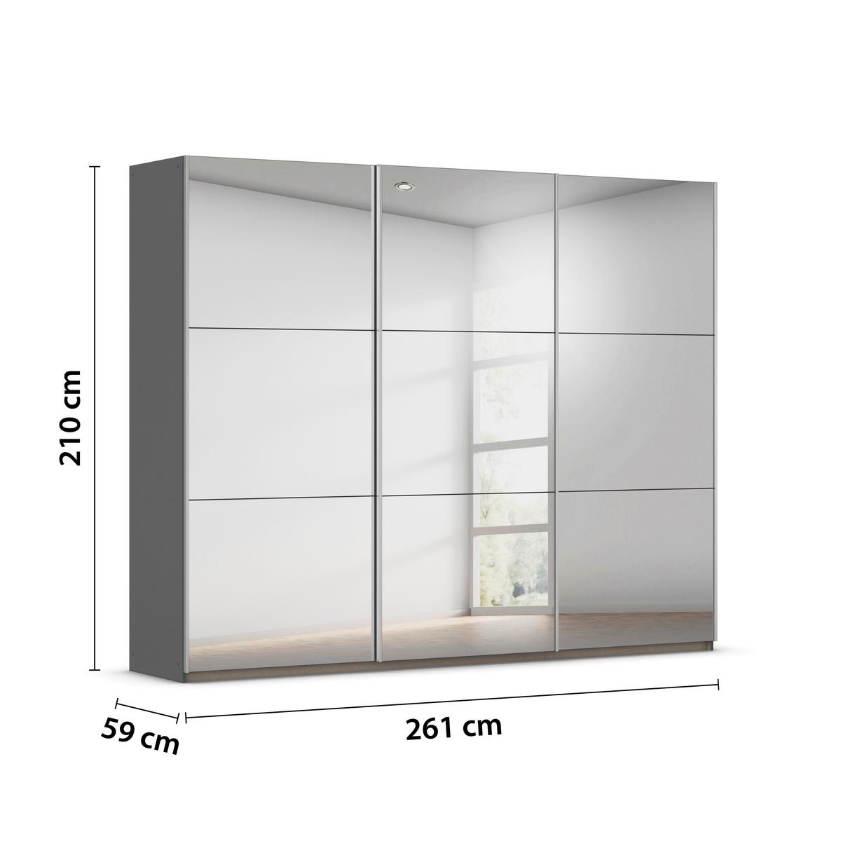 SCHWEBETÜRENSCHRANK Berny, Grau B: 261 cm - Grau, Trend, Holzwerkstoff (261/210/59cm) - Rauch Möbel