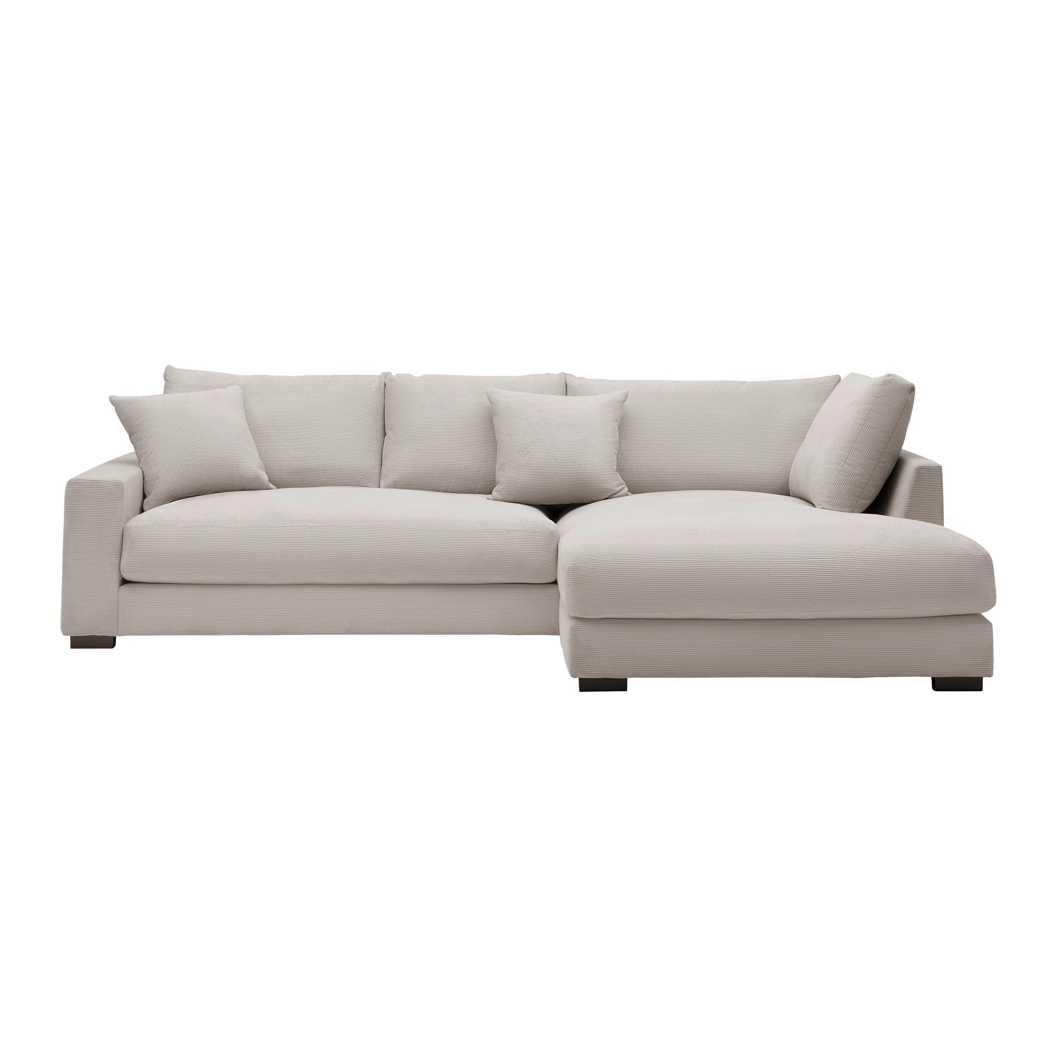 Rohová sedačka PEDRO, pravá, béžová, s polštáři - černá/šedobéžová, Moderní, textil/plast (300/190cm) - Mömax