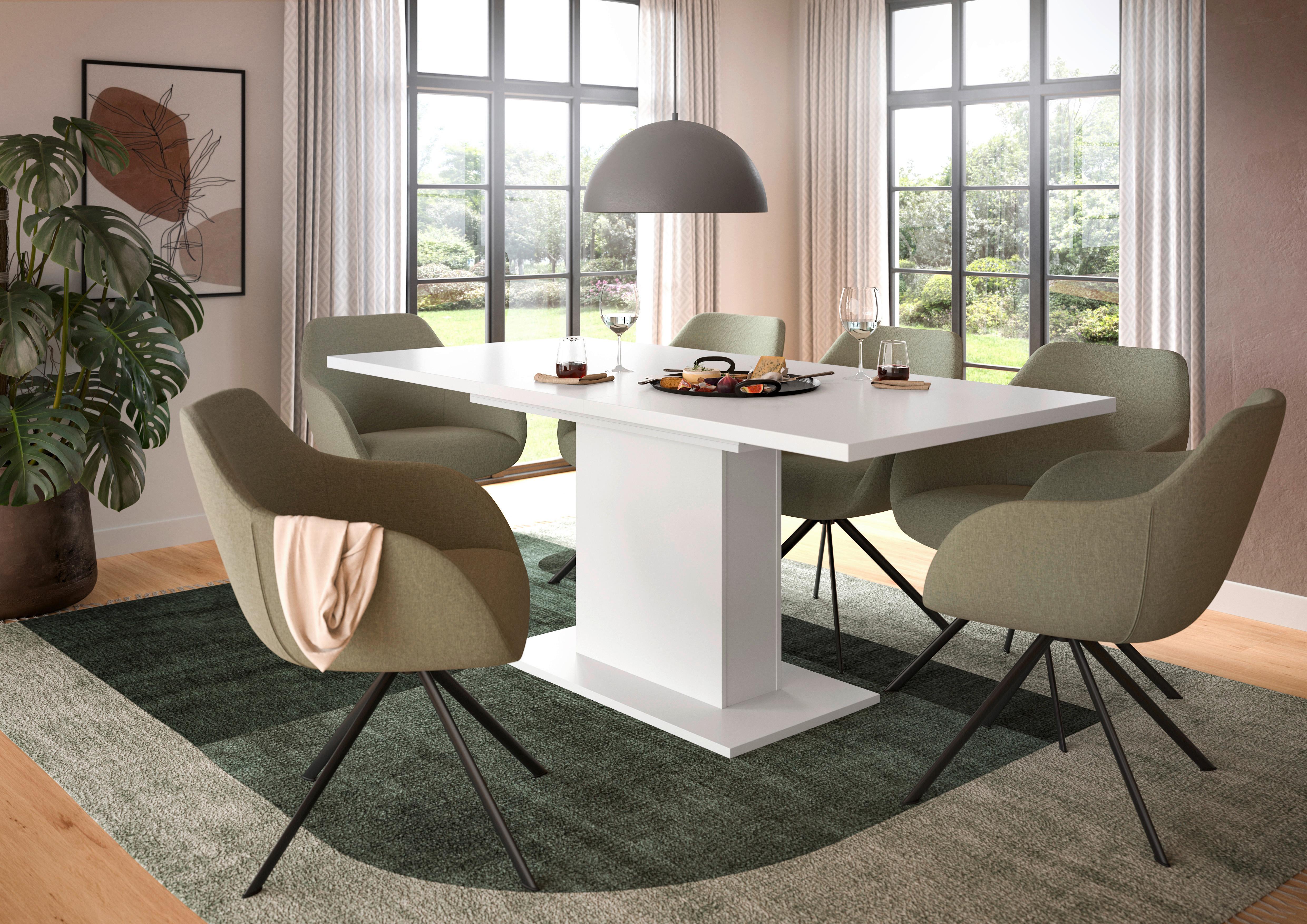 Ausziehtisch Marlon 150 Az Melamin Weiß, B:150-190 cm - Weiß, KONVENTIONELL, Holzwerkstoff (150-190/76/90cm)