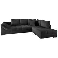 Eckschlafsofa Alvito Schwarz S: 298/202 Cm - Silberfarben/Schwarz, Design, Textil (298/202cm) - MID.YOU