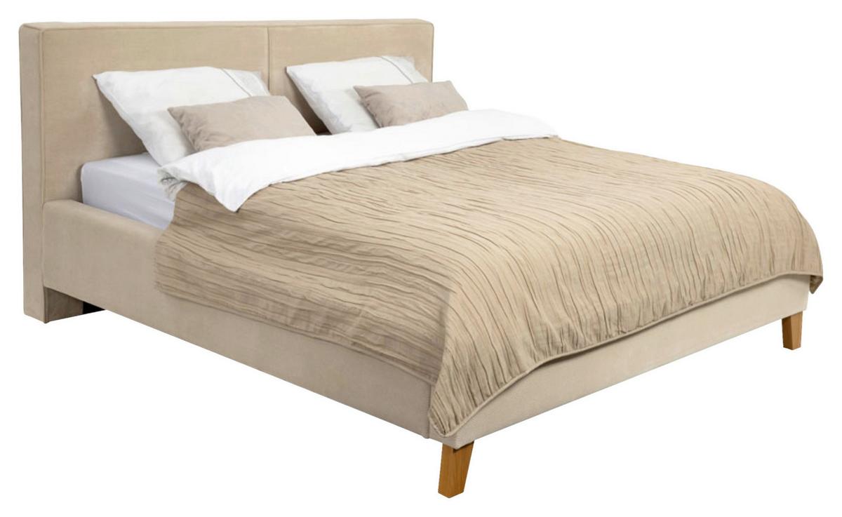 Polsterbett Fiora mit Bettkasten 140x200 - Eichefarben/Creme, MODERN, Holz/Textil (140/200cm) - MID.YOU