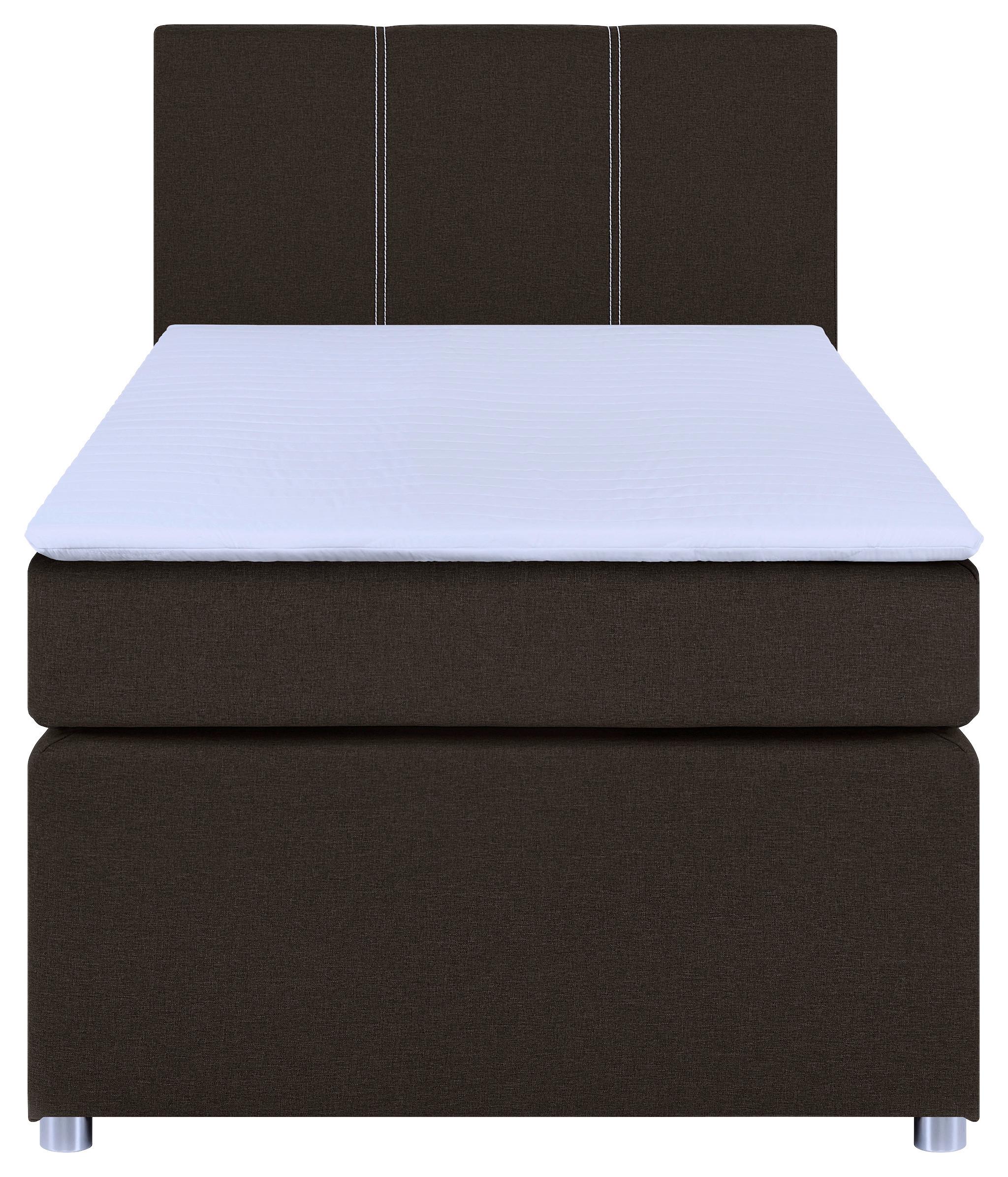 Boxspringbett Malta Mit Topper Braun, 90x200 Cm - Chromfarben/Schwarz, Basics, Holzwerkstoff/Textil (90/200cm) - P & B