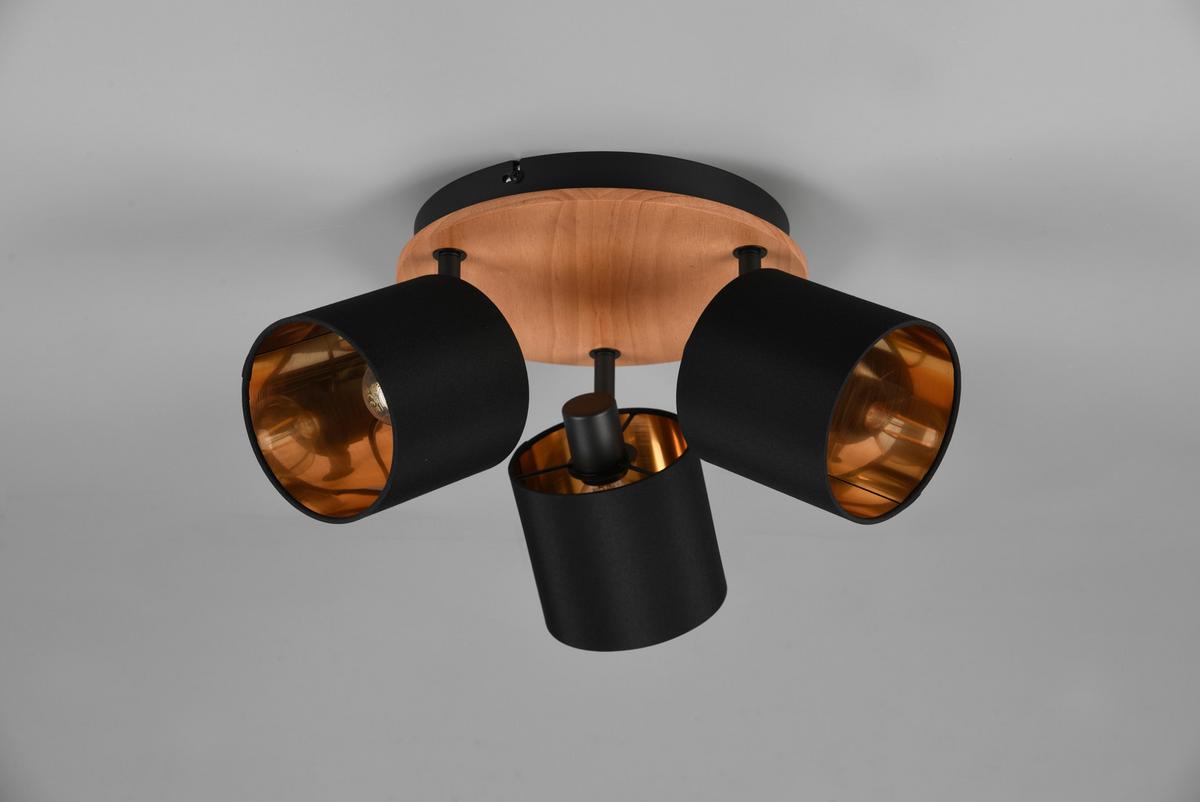 Strahler 3-flammig Ø 46,5 Cm - Goldfarben/Schwarz, KONVENTIONELL, Metall (46,5/22,5cm)