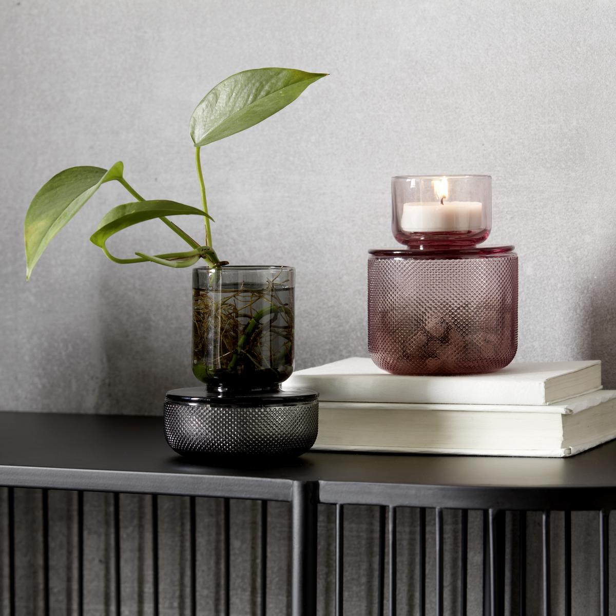 Dekorační dóza Smoked - šedá, sklo (10/13cm) - Modern Living