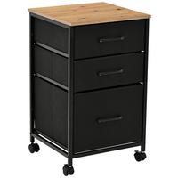 Rollcontainer Rolly Schwarz/Eiche Artisan B: 40 cm - Schwarz/Eiche Artisan, MODERN, Holzwerkstoff/Textil (40/68/40cm)