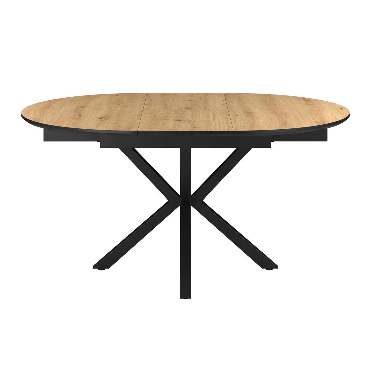 Ausziehtisch Rodin 110 Az 110-150x75x110 cm Naturfarben - Schwarz/Naturfarben, MODERN, Holzwerkstoff/Metall (110-150/75/110cm)