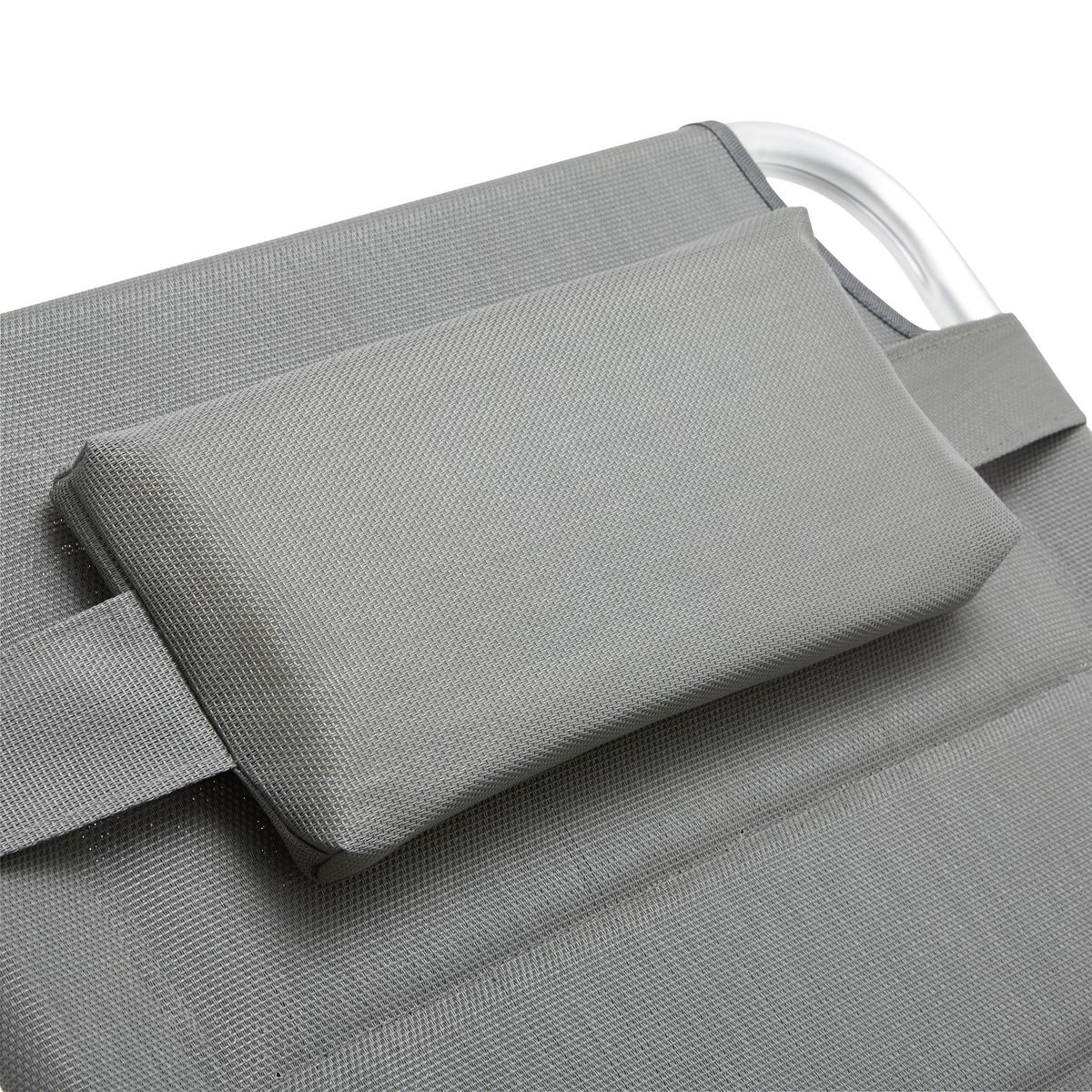 Sonnenliege Klenia Aluminium, Textil mit Kissen - Grau, MODERN, Textil/Metall (70/45/95/200cm) - Ondega