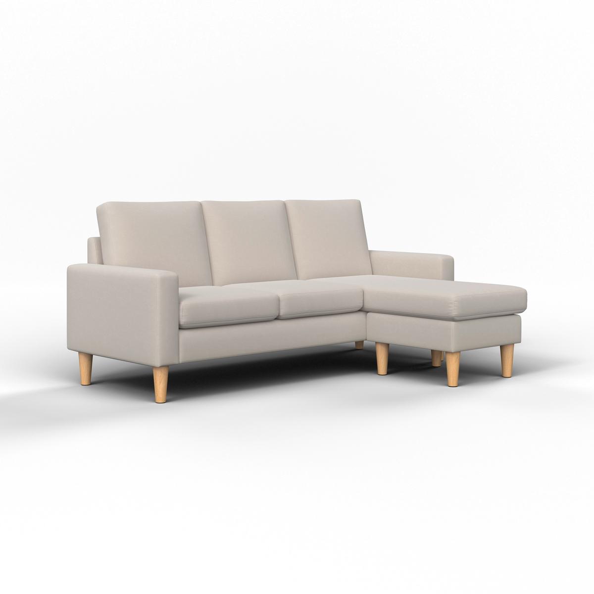 Rohová sedačka NOEMIE, přírodní barvy - přírodní barvy/béžová, Moderní, dřevo/textil (198/86/78-135cm) - Bessagi Home