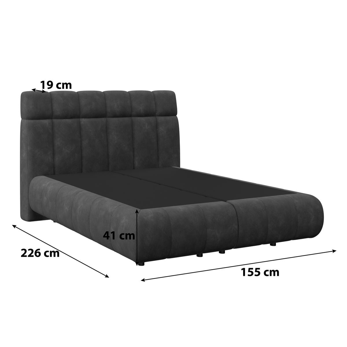 Boxspringbett Nobu o. Matratze Anthrazit, LF: 140x200 cm - Anthrazit/Schwarz, Trend, Holz/Textil (140/200cm)