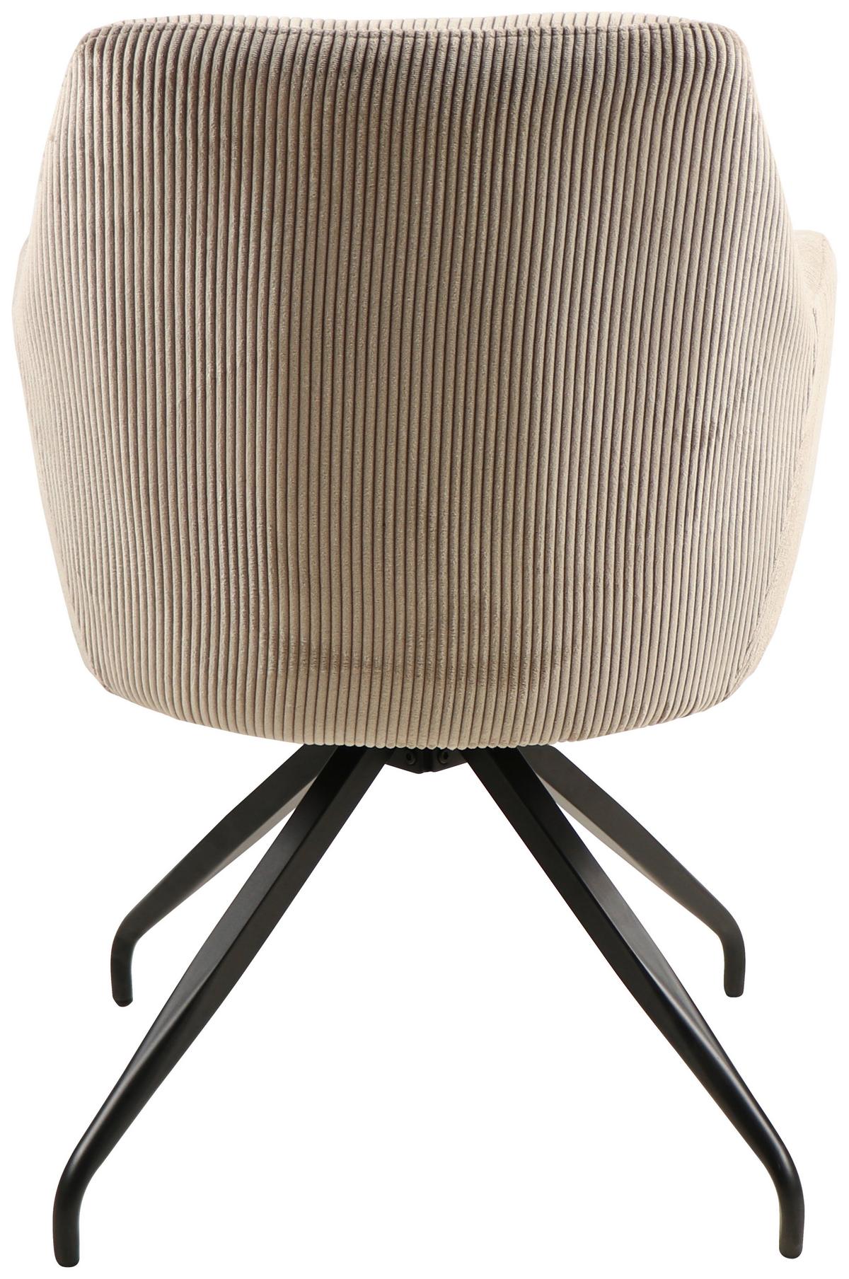 Armlehnstuhl-set 2er Jeanette Kord Beige-Beine: Holz Schwarz - Beige/Schwarz, MODERN, Holz/Textil (57/86/65cm) - MID.YOU