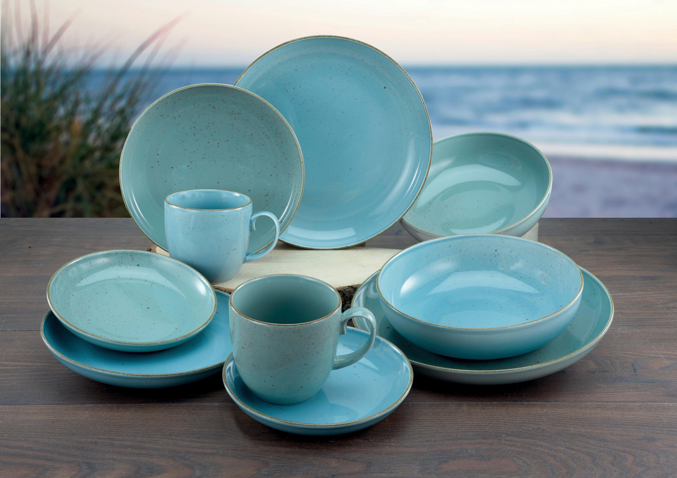 Kombiservice Keramik 2 Personen Geschirr Set - Hellblau, Trend, Keramik (39,5/24,5/33cm) - Creatable