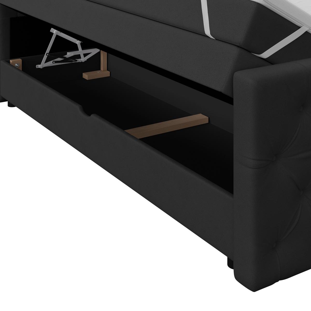 Boxspringbett Elio Schwarz 140x200 cm H3 - Beige/Schwarz, ROMANTIK / LANDHAUS, Textil (140/200cm) - James Wood