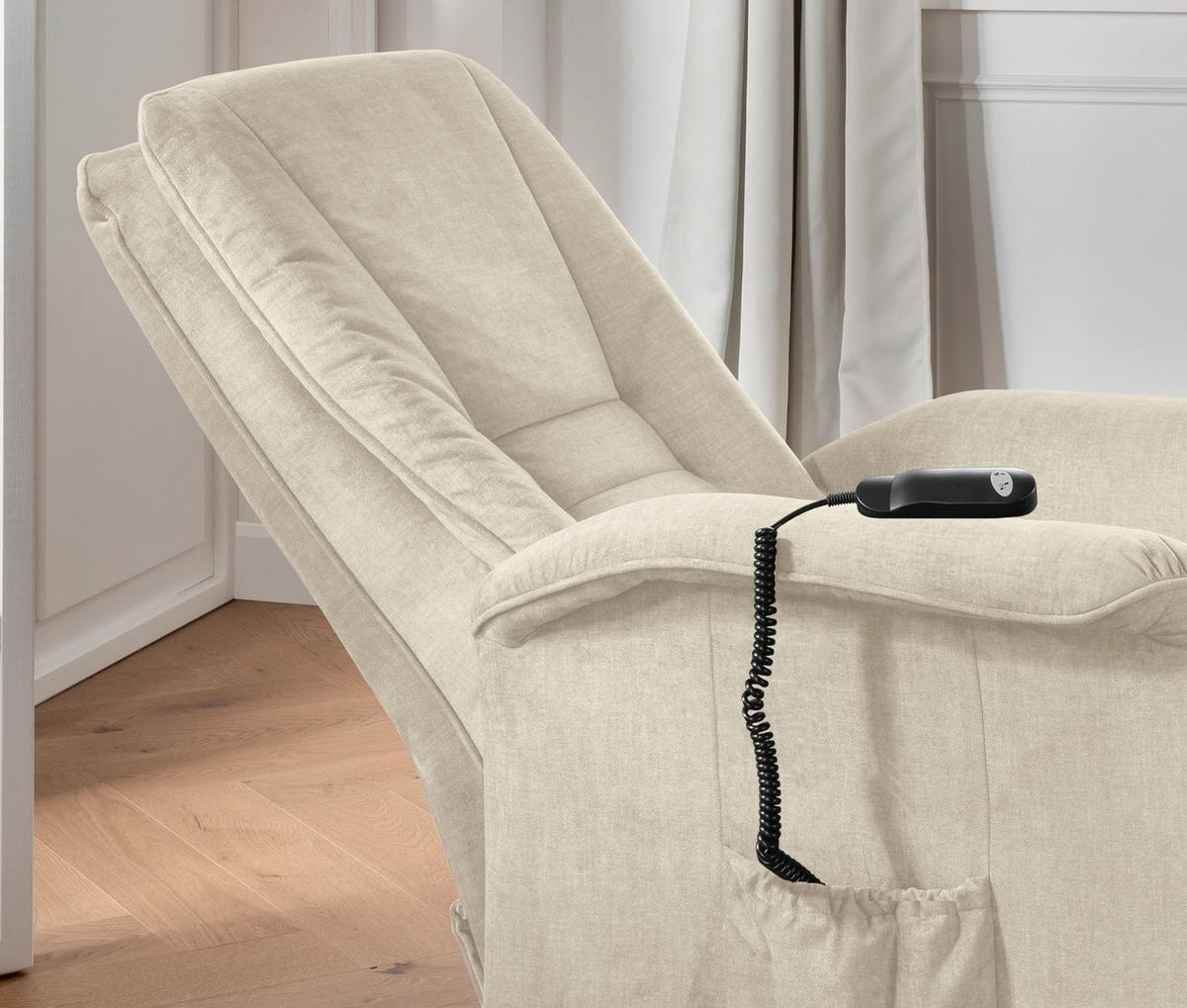 Fernsehsessel Harry Beige B: 77 cm - Beige/Schwarz, Design, Textil (77/107/88cm) - Livetastic