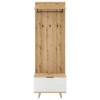 Šatna NORDIC D - bílá/barvy dubu, Design, kompozitní dřevo (65/204/40cm) - MID.YOU