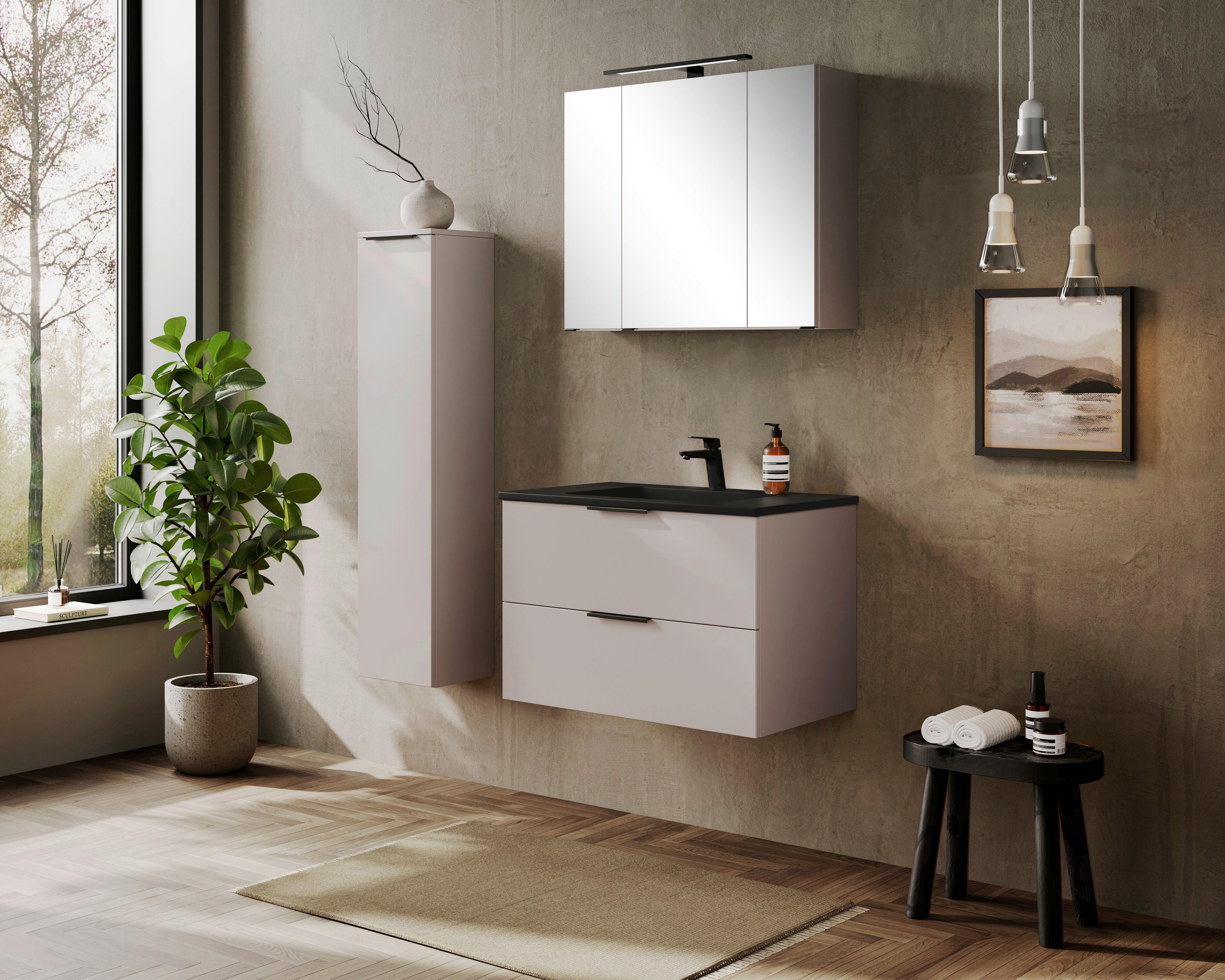 Midischrank Sevilla Kaschmir, Schwarz - Kaschmir/Schwarz, MODERN, Holzwerkstoff (30/130/35cm) - Held
