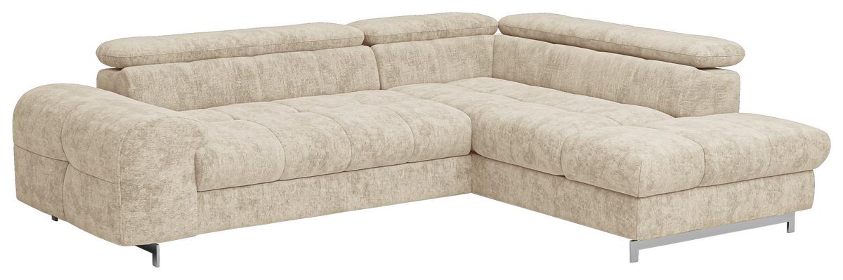 Ecksofa Mit Schlaffunktion Cloud + Beige - Chromfarben/Beige, KONVENTIONELL, Textil (257/206cm) - Livetastic