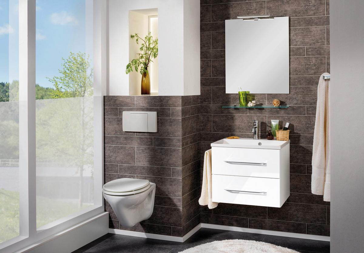 Badezimmer Clever Weiß Hg B: 60cm - Weiß Hochglanz/Weiß, MODERN, Holzwerkstoff/Stein (60/138/45,7cm) - MID.YOU