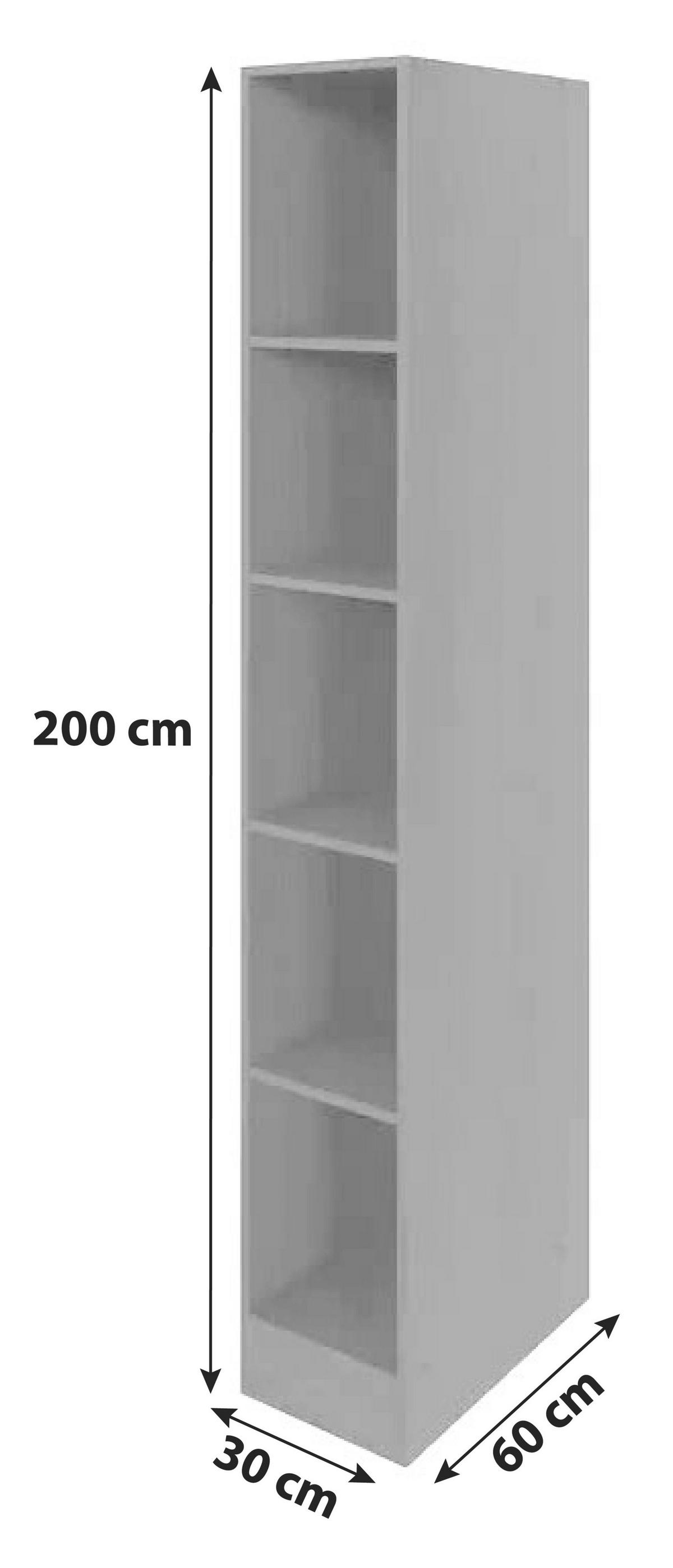 Regal Offen Mit 4 Einlegeböden 30 Cm Anthrazit - Anthrazit, MODERN, Holzwerkstoff (30/200/60cm) - Held