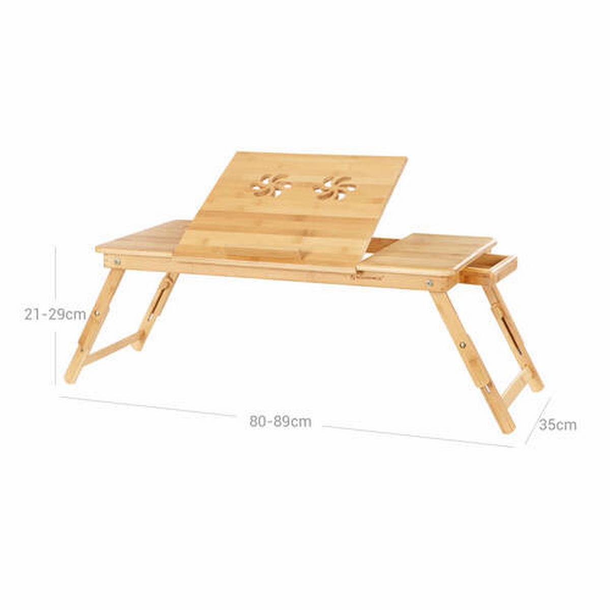 Laptoptisch Bambus mit Lade B: 35 cm, H: 21-29 cm - Hellbraun/Naturfarben, Basics, Holz (80-89/35/21-29cm) - Boxxx
