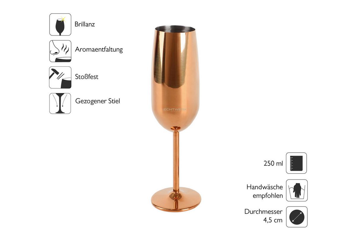 Sada pohárov ECHTWERK SEKTGLÄSER 6TLG. - medená, Trend, kov (22,5cm) - Echtwerk
