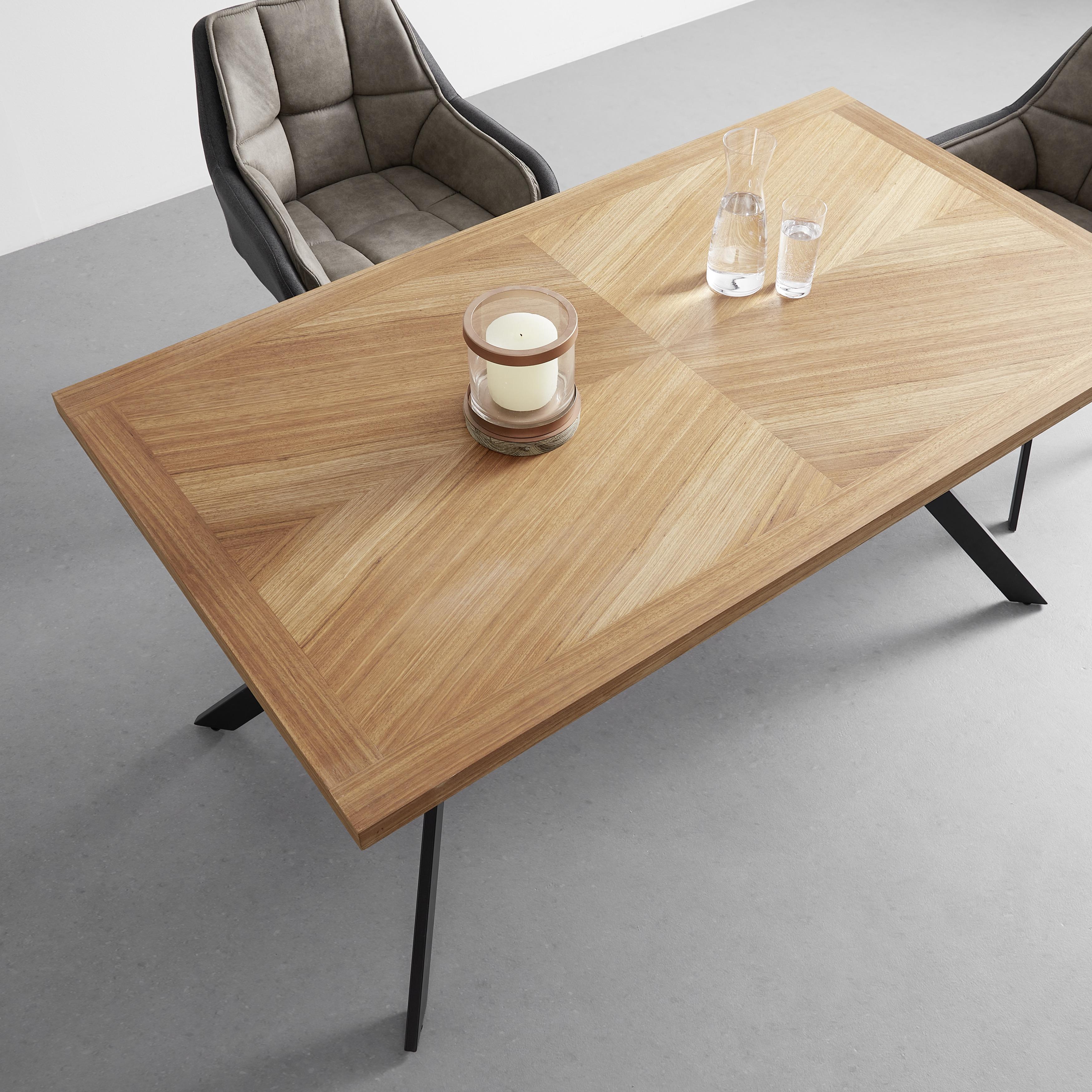 Jídelní Stůl Noto 160x90 Cm - černá/přírodní barvy, Moderní, kov (160/90/76cm) - Bessagi Home
