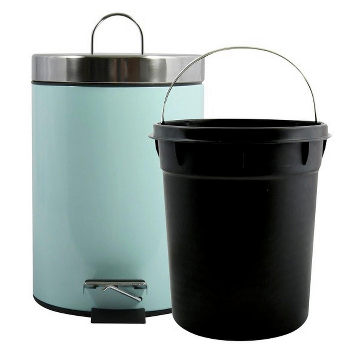 Treteimer Unis 3l Pastellgrün Metall Dxh: 17x25 Cm - Pastellgrün/Schwarz, Basics, Kunststoff/Metall (17/25cm)