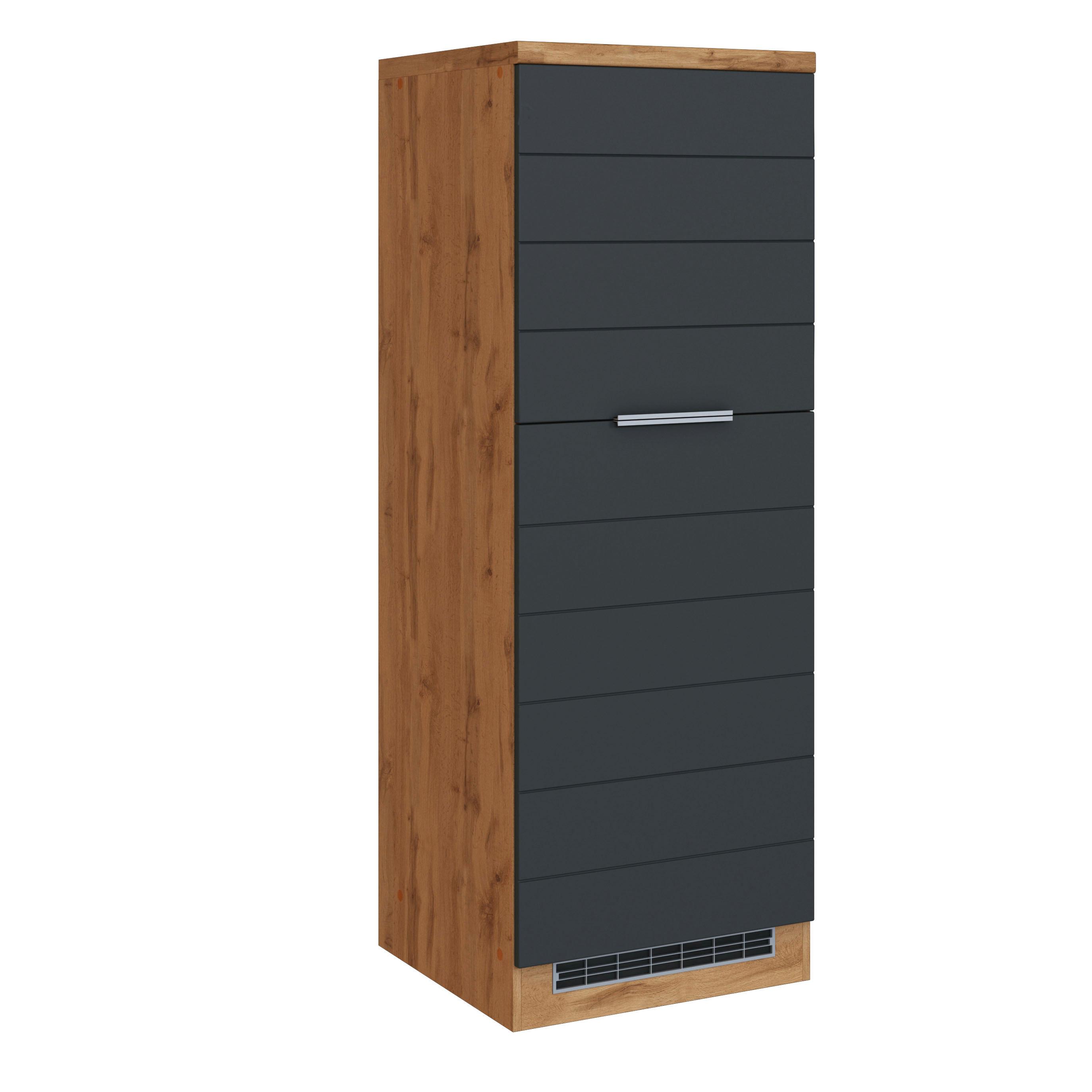 Backofen-/Kühlschrank- Umbauschrank Florenz B: 60 cm - Eiche Wotan/Grau, Design, Holzwerkstoff (60/166/60cm) - Held